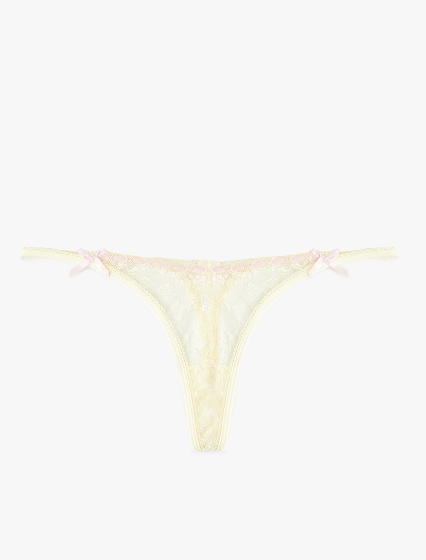   Transparan Fiyonklu Dantelli String Külot