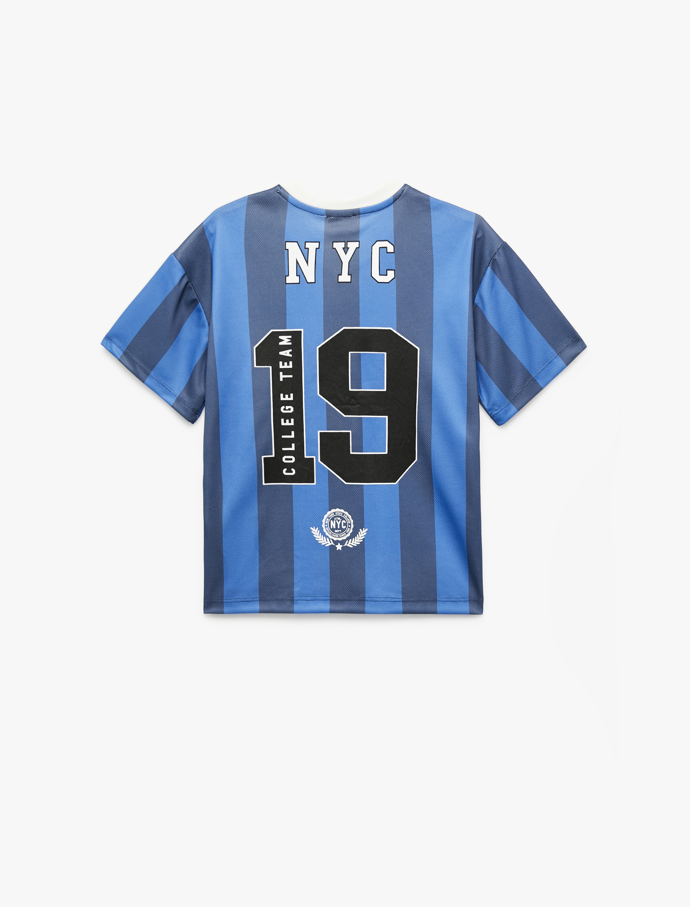  Erkek Çocuk V Yaka Kısa Kollu Baskılı Forma Tişört