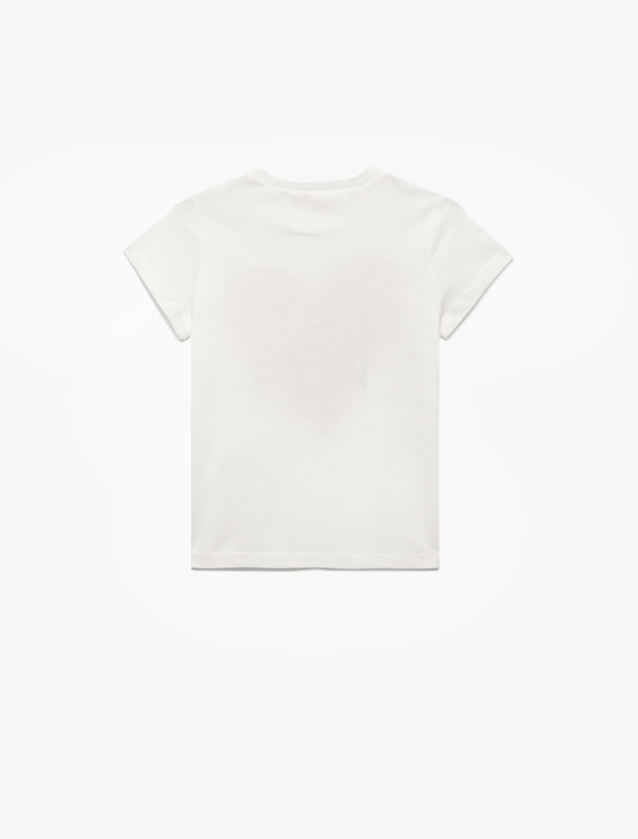 Kız Çocuk Kısa Kollu Bisiklet Yaka Baskılı Pamuklu Tişört