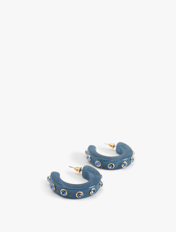 Kadın Çelik Karışımlı Boncuk Detaylı Halka Küpe - Koton X Melis Ağazat