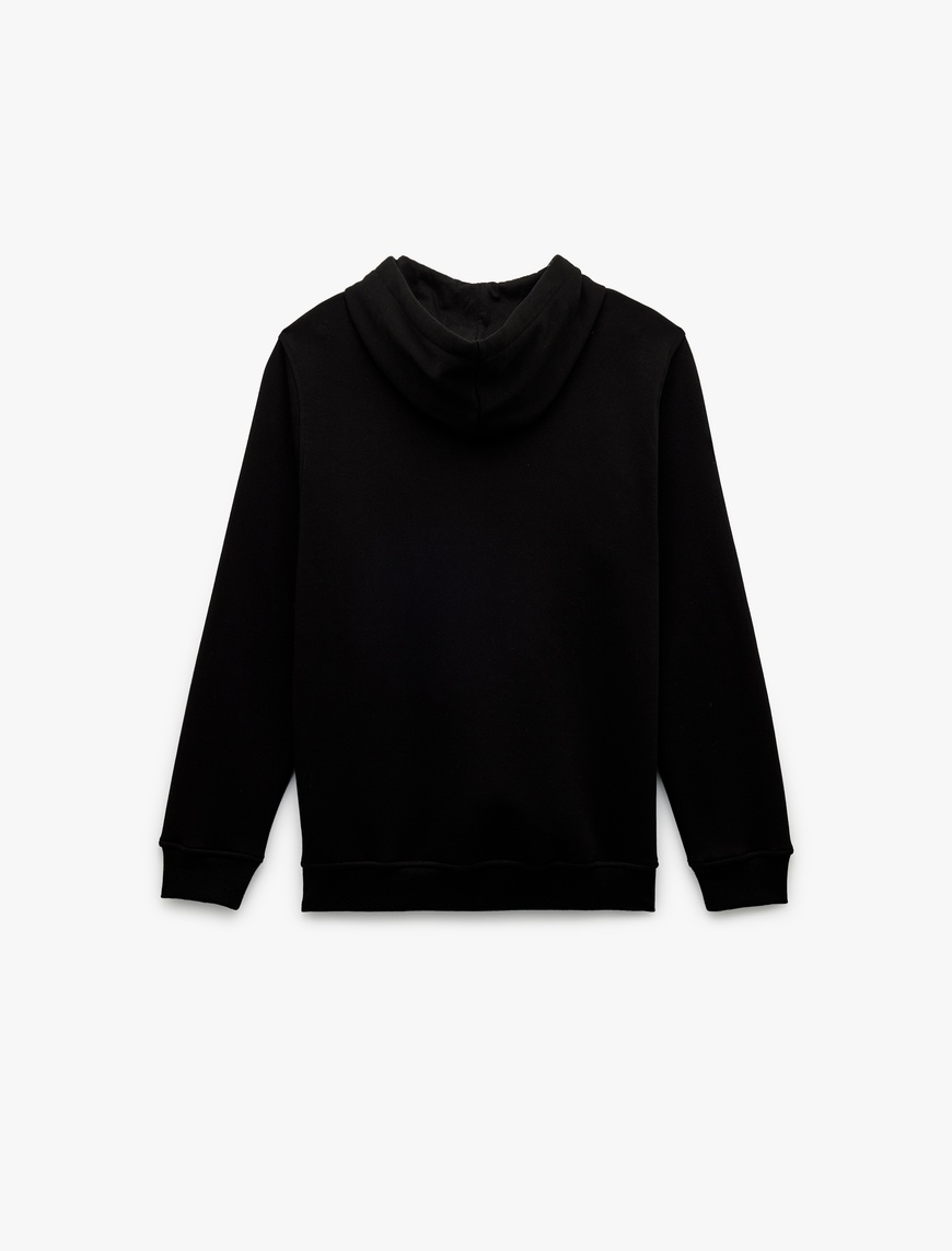   Uzun Kollu Şardonlu Fermuarlı Kanguru Cepli Sweatshirt