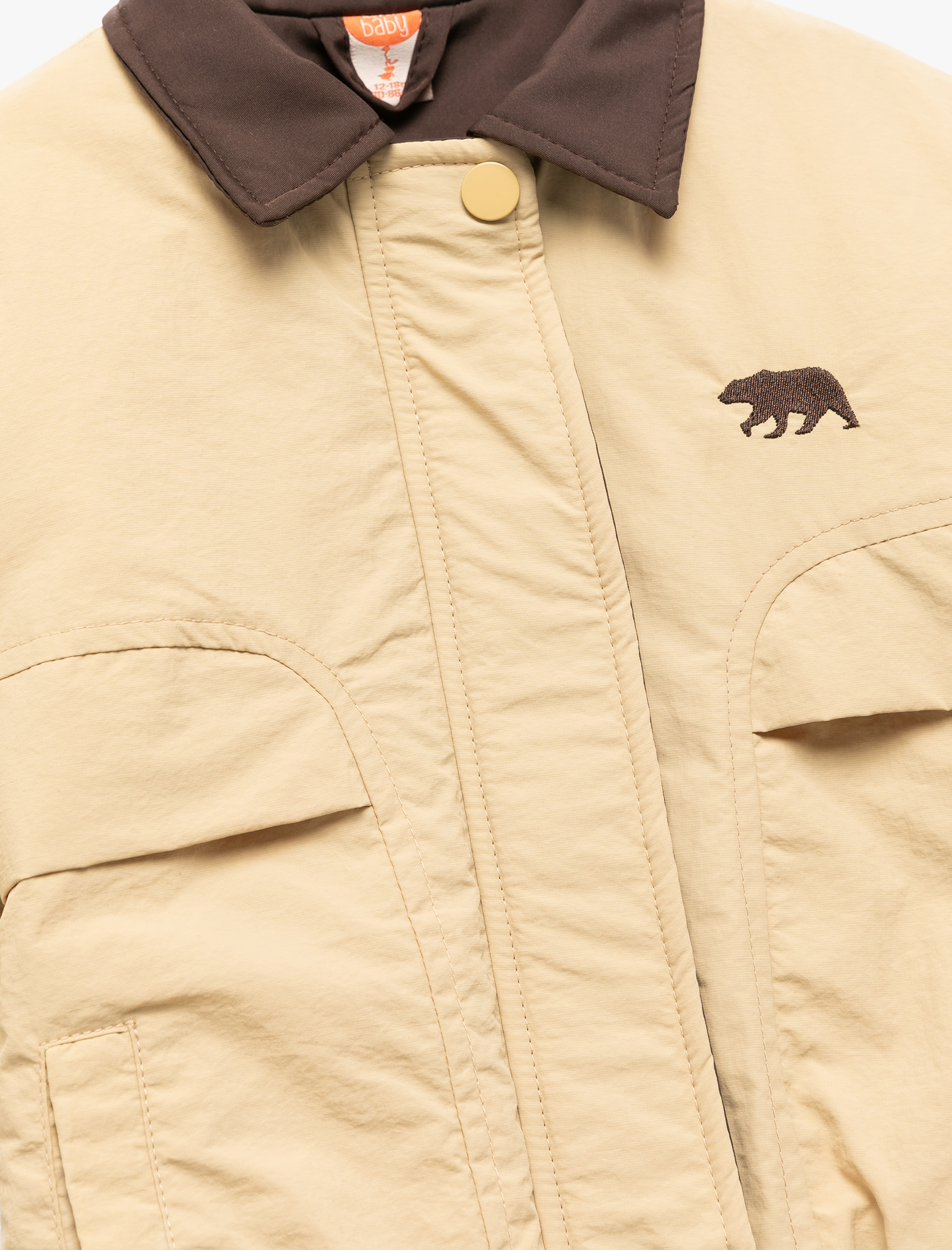  Erkek Bebek Uzun Kollu Cep Detaylı Renk Bloklu Fermuarlı Gömlek Yaka Bomber Mont