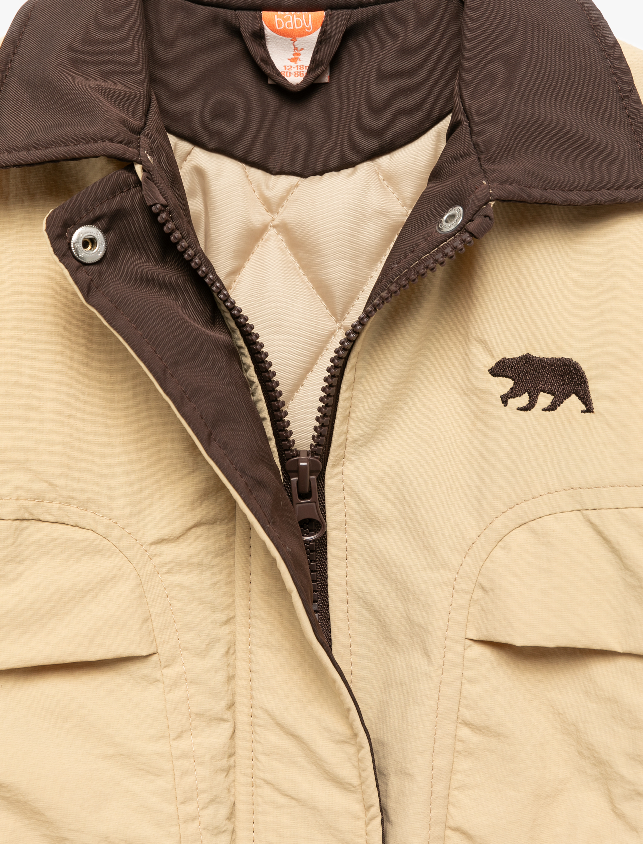  Erkek Bebek Uzun Kollu Cep Detaylı Renk Bloklu Fermuarlı Gömlek Yaka Bomber Mont