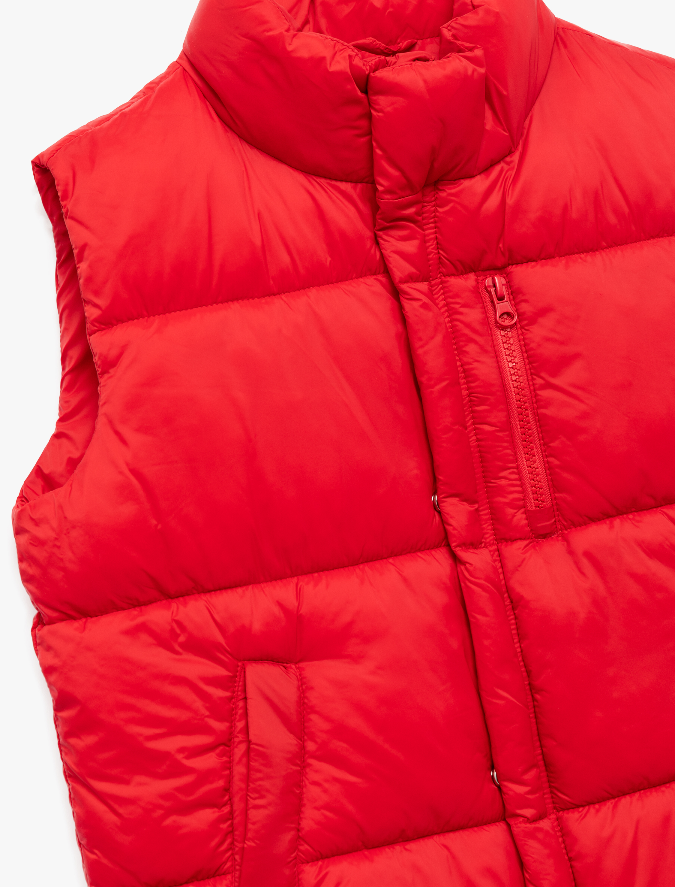  Kız Çocuk Dik Yaka Cep Detaylı Bol Kalıp Fermuarlı Kolsuz Şişme Yelek