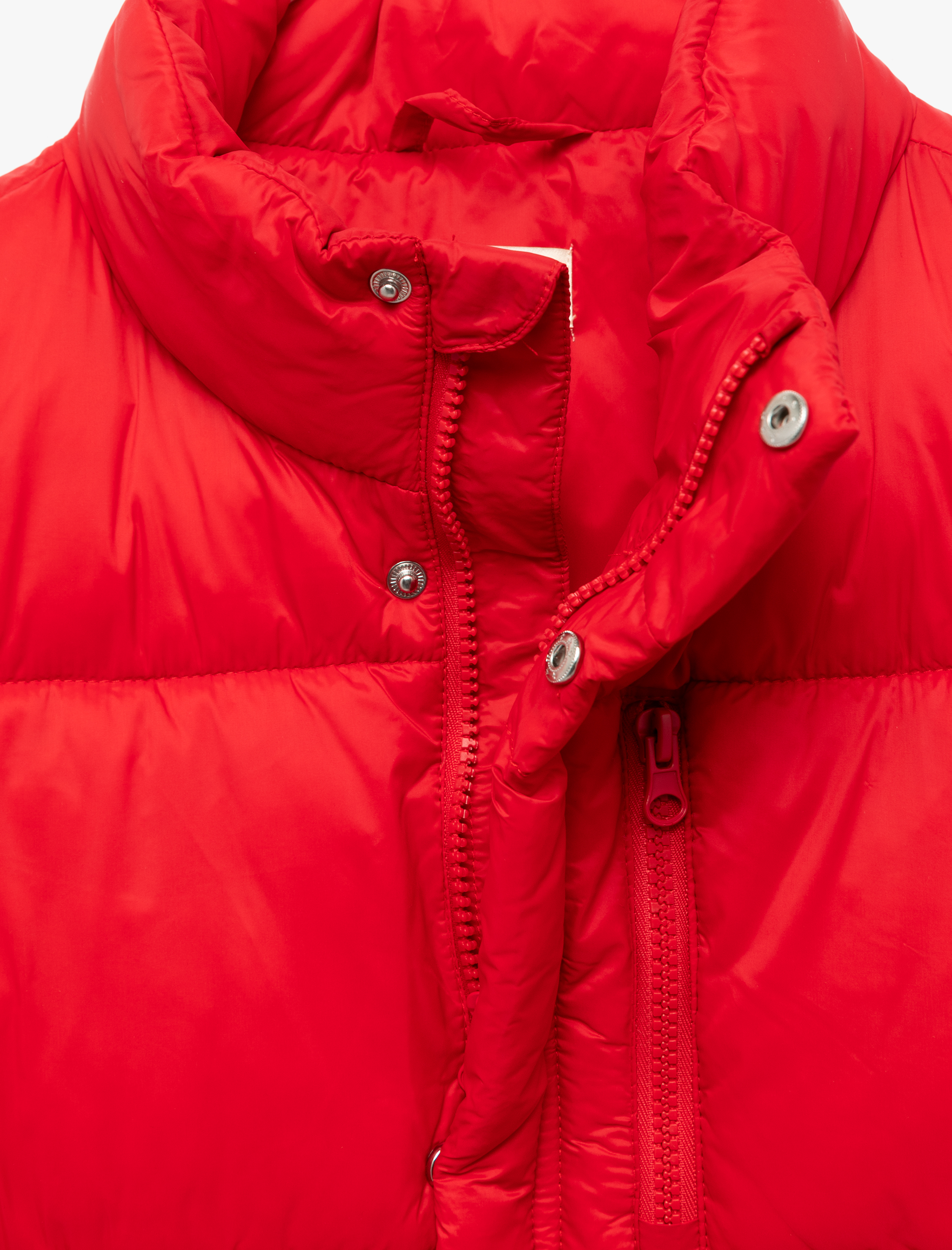  Kız Çocuk Dik Yaka Cep Detaylı Bol Kalıp Fermuarlı Kolsuz Şişme Yelek