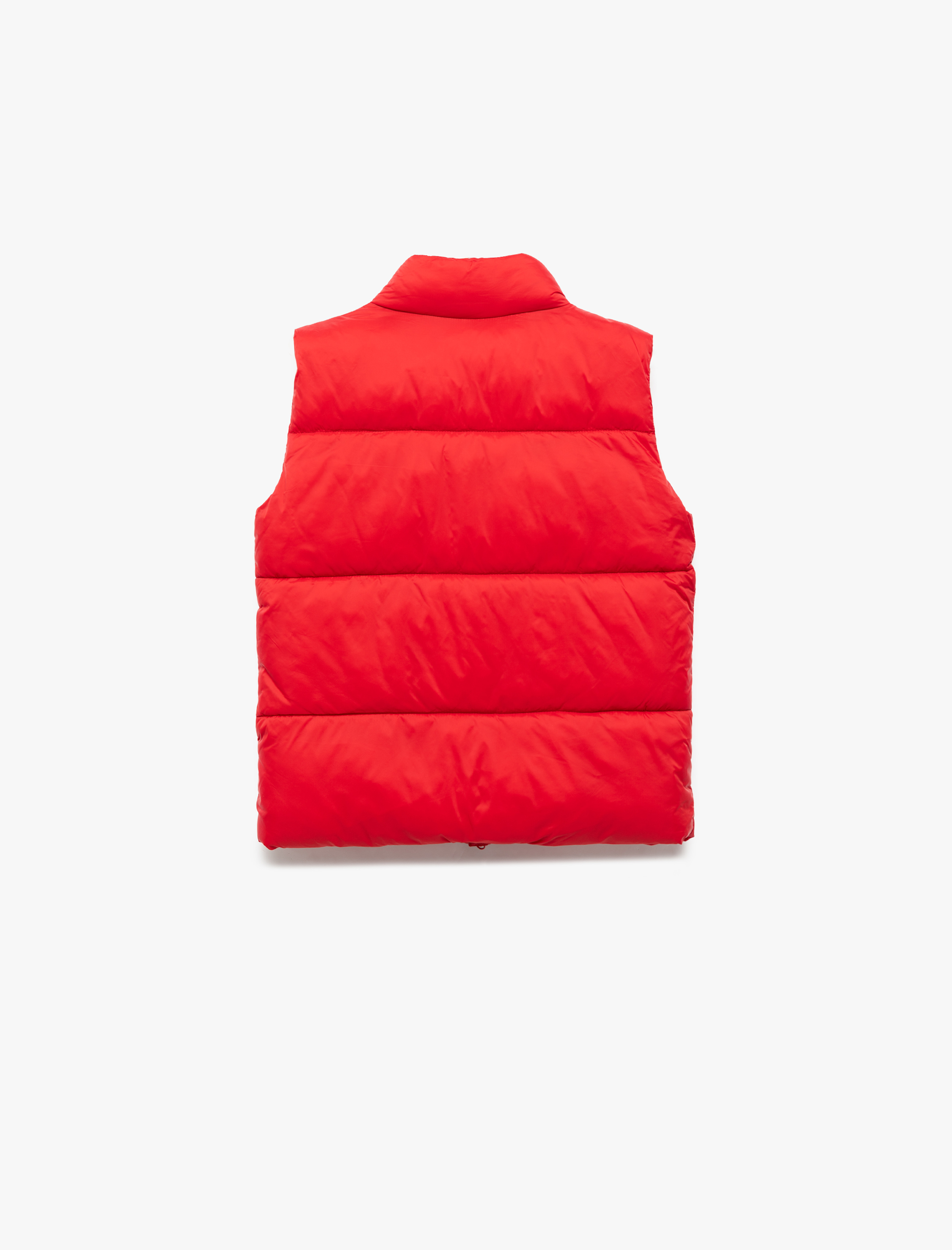  Kız Çocuk Dik Yaka Cep Detaylı Bol Kalıp Fermuarlı Kolsuz Şişme Yelek