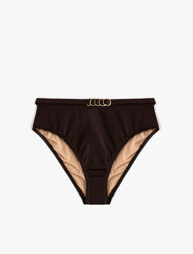 Aksesuar Detaylı Parlak Yüksek Bel Toparlayıcı Bikini Altı_0