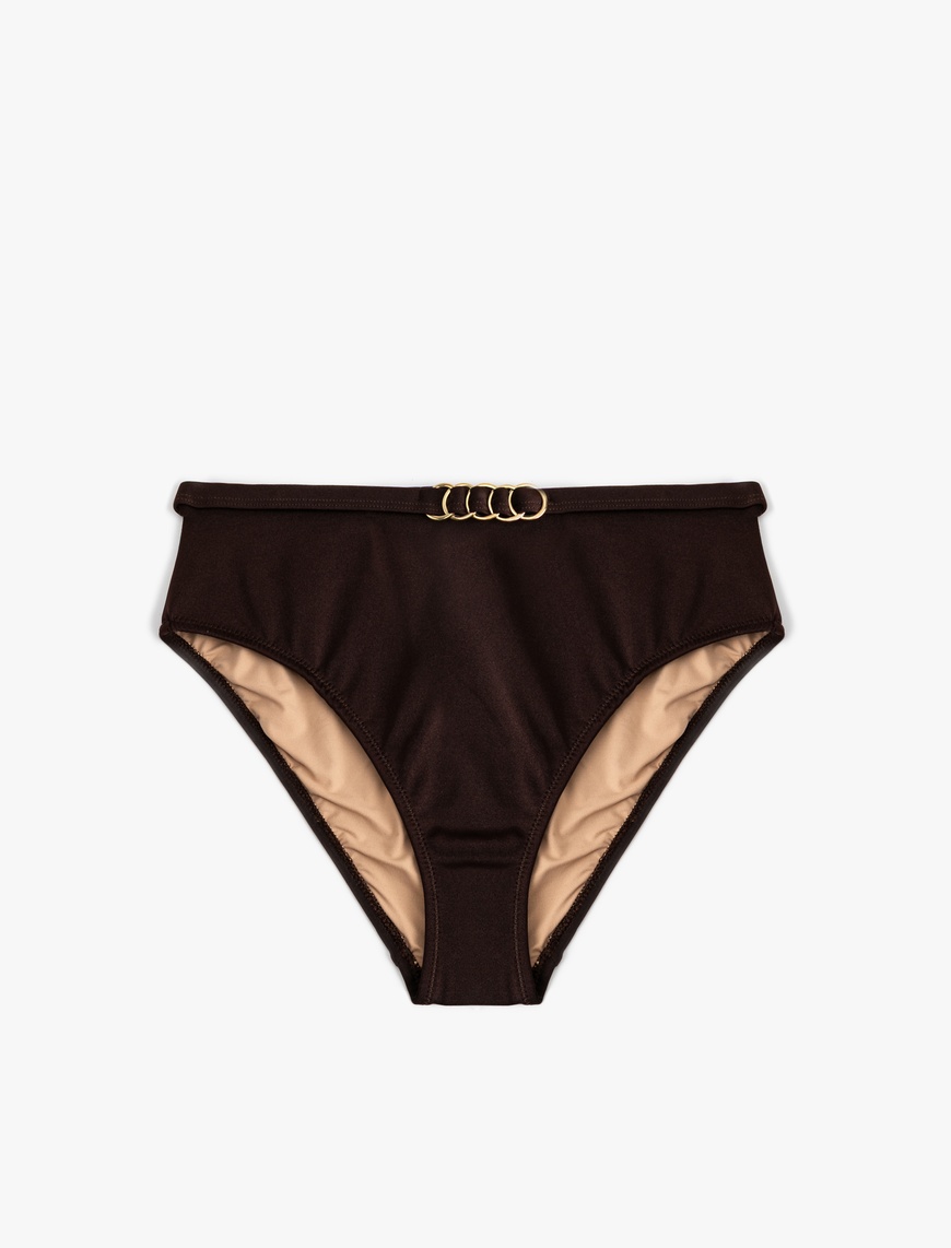   Astarlı Aksesuar Detaylı Parlak Yüksek Bel Toparlayıcı Bikini Altı