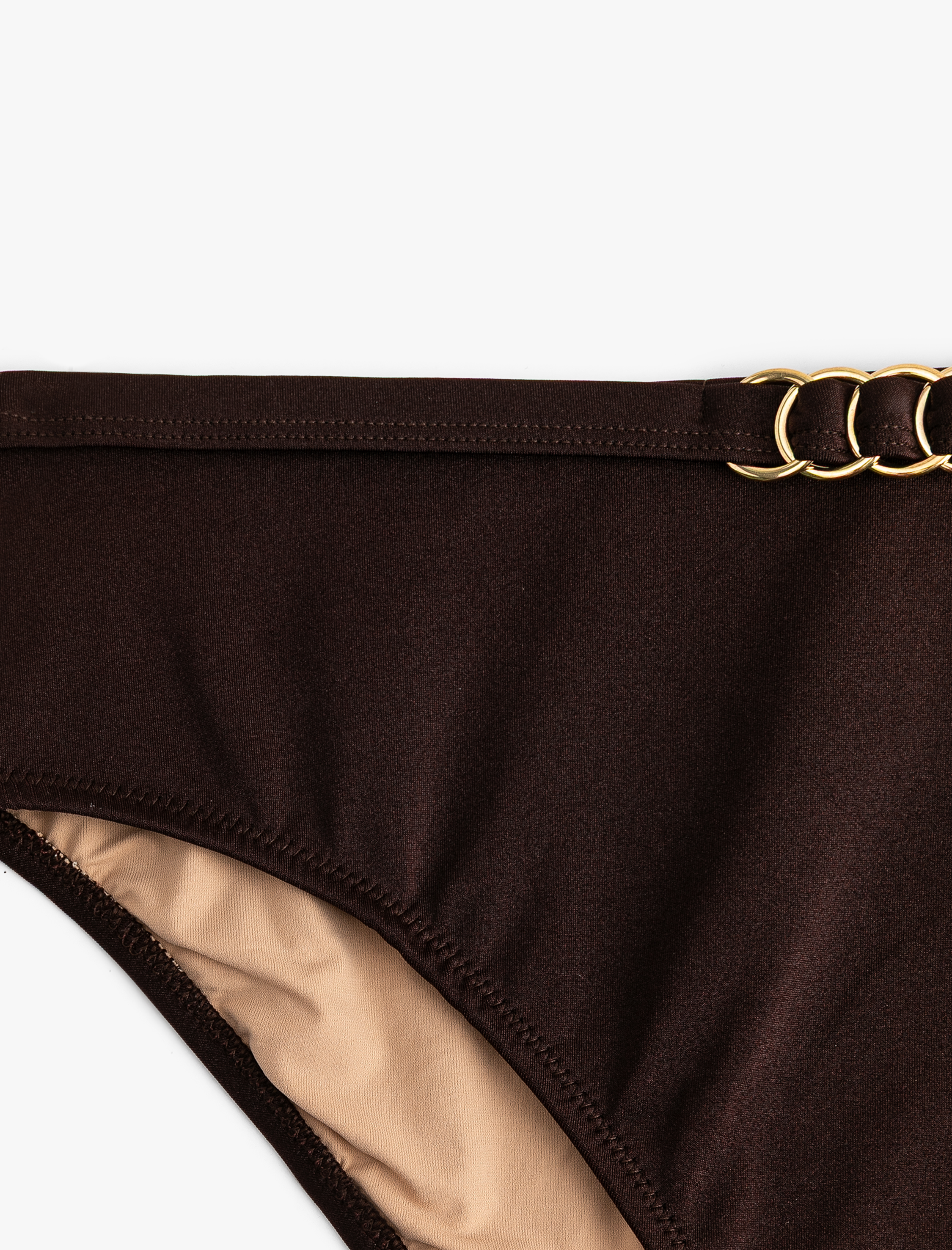   Aksesuar Detaylı Parlak Yüksek Bel Toparlayıcı Bikini Altı