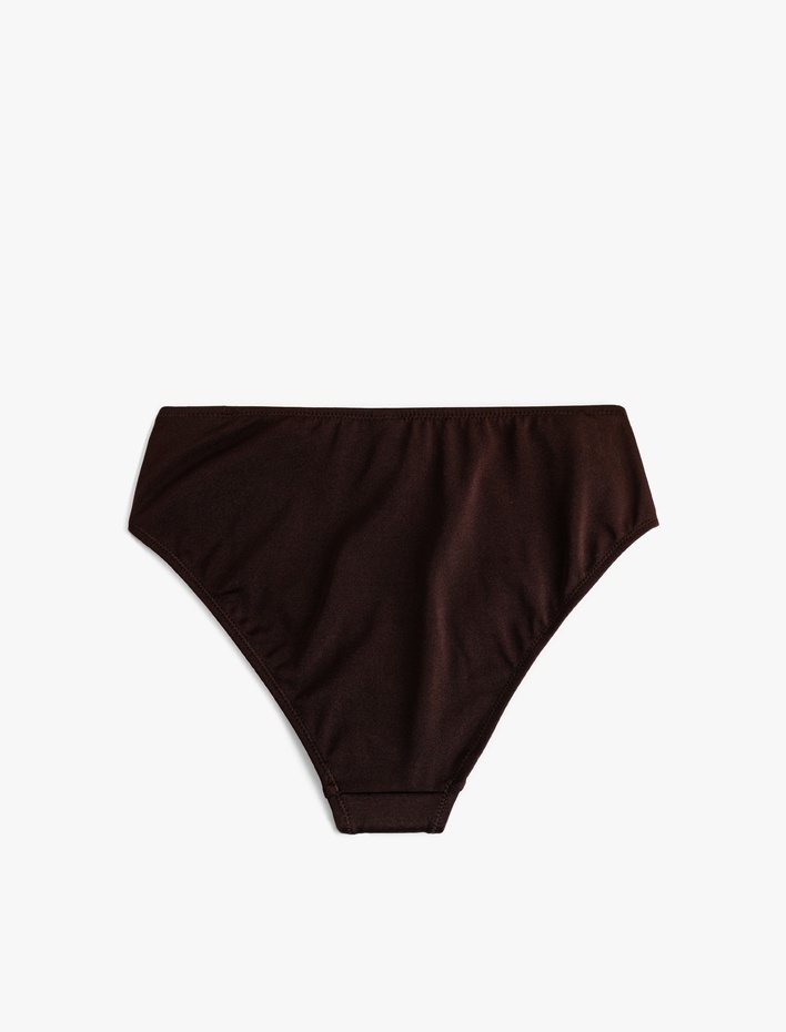  Aksesuar Detaylı Parlak Yüksek Bel Toparlayıcı Bikini Altı