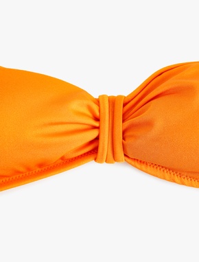 Boyundan Bağlama Detaylı Büzgülü Straplez Bikini Üstü_2