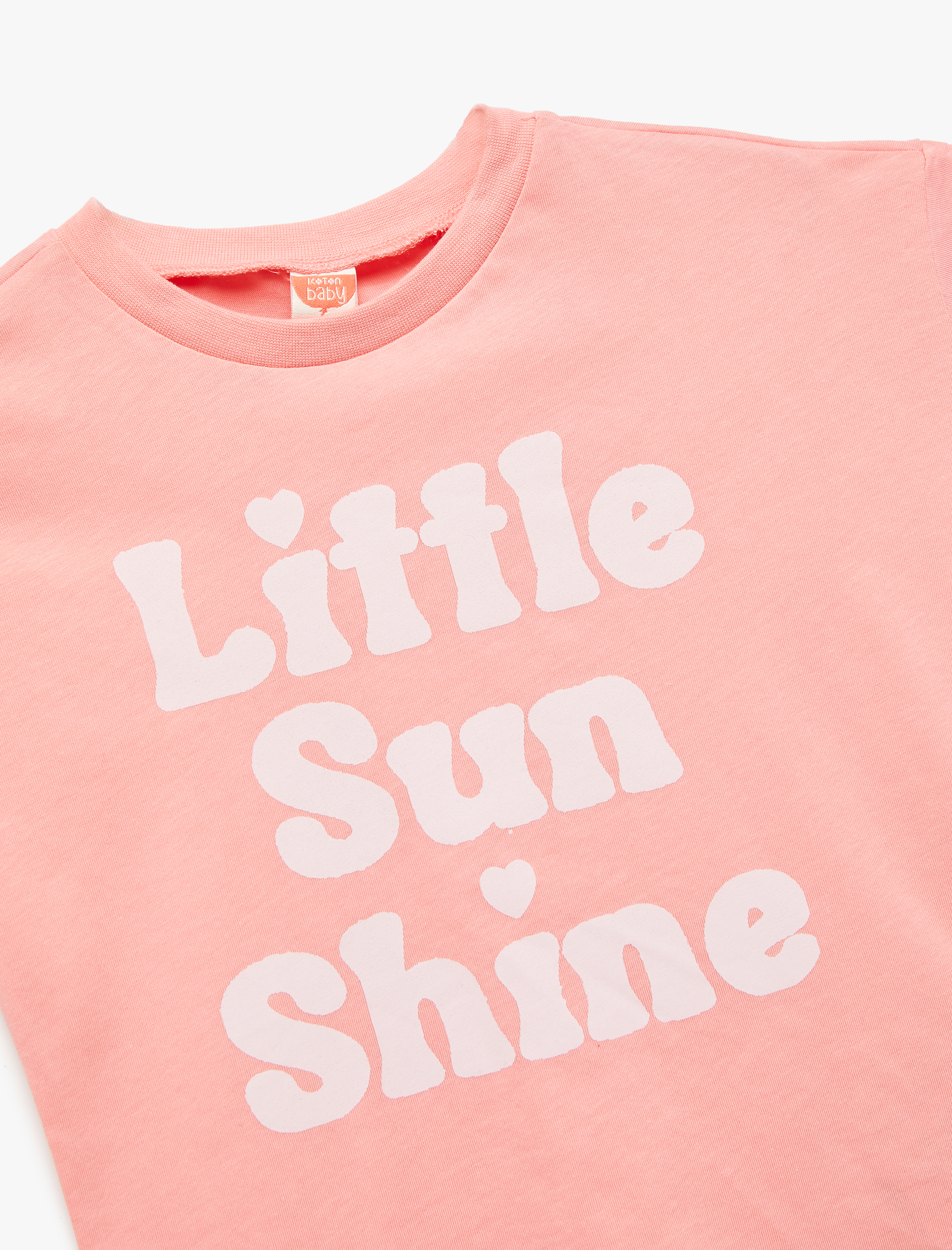  Kız Bebek Pamuklu Kısa Kollu Bisiklet Yaka Baskılı Tişört