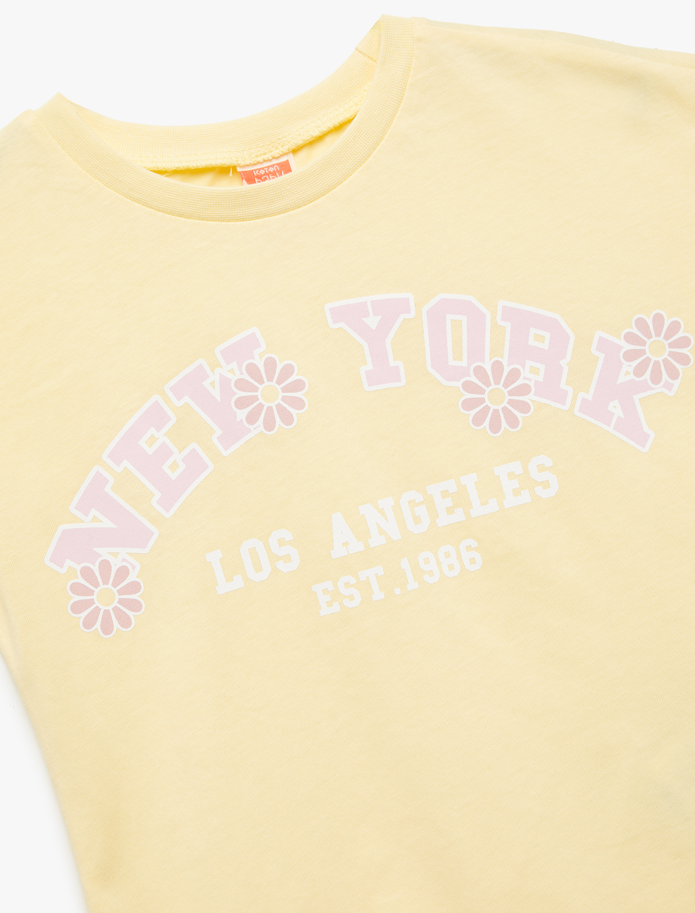  Kız Bebek Kısa Kollu Pamuklu Bisiklet Yaka Baskılı Tişört