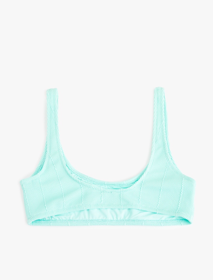  Spor U Yaka Dokulu Bralet Bikini Üstü