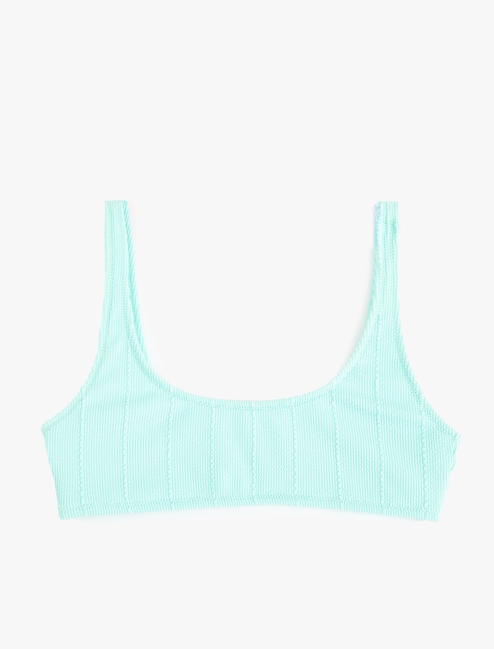  Spor U Yaka Dokulu Bralet Bikini Üstü