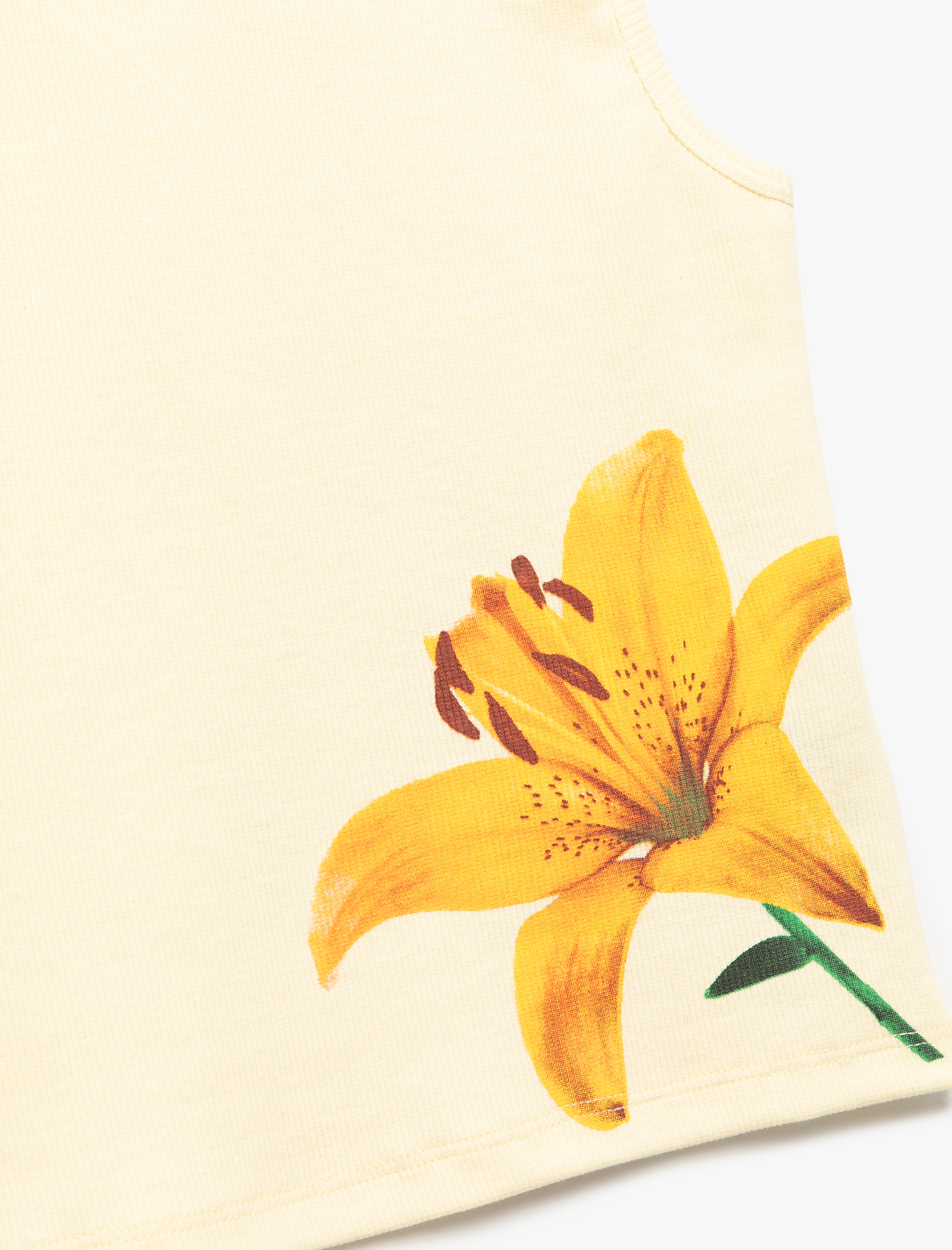  Kız Çocuk Pamuklu Kolsuz Bisiklet Yaka Çiçek Baskılı Atlet