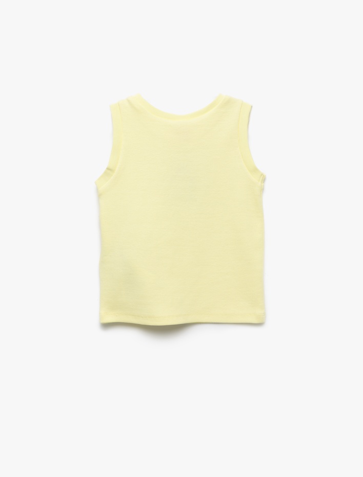 Erkek Bebek Pamuklu Bisiklet Yaka Nakışlı Kolsuz Atlet