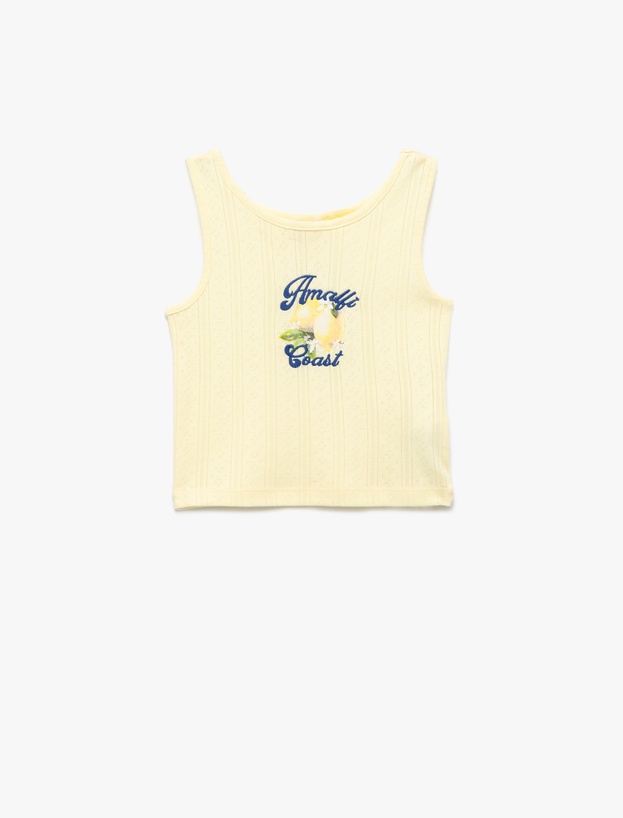 Bisiklet Yaka Kolsuz Slim Fit Limon Baskılı Crop Atlet_0
