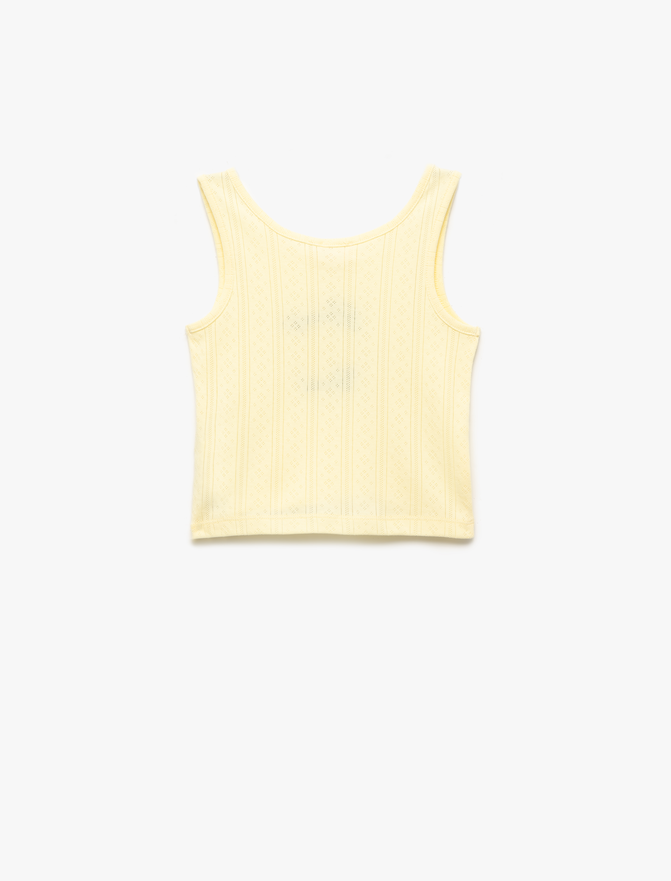  Kız Çocuk Bisiklet Yaka Kolsuz Slim Fit Limon Baskılı Crop Atlet