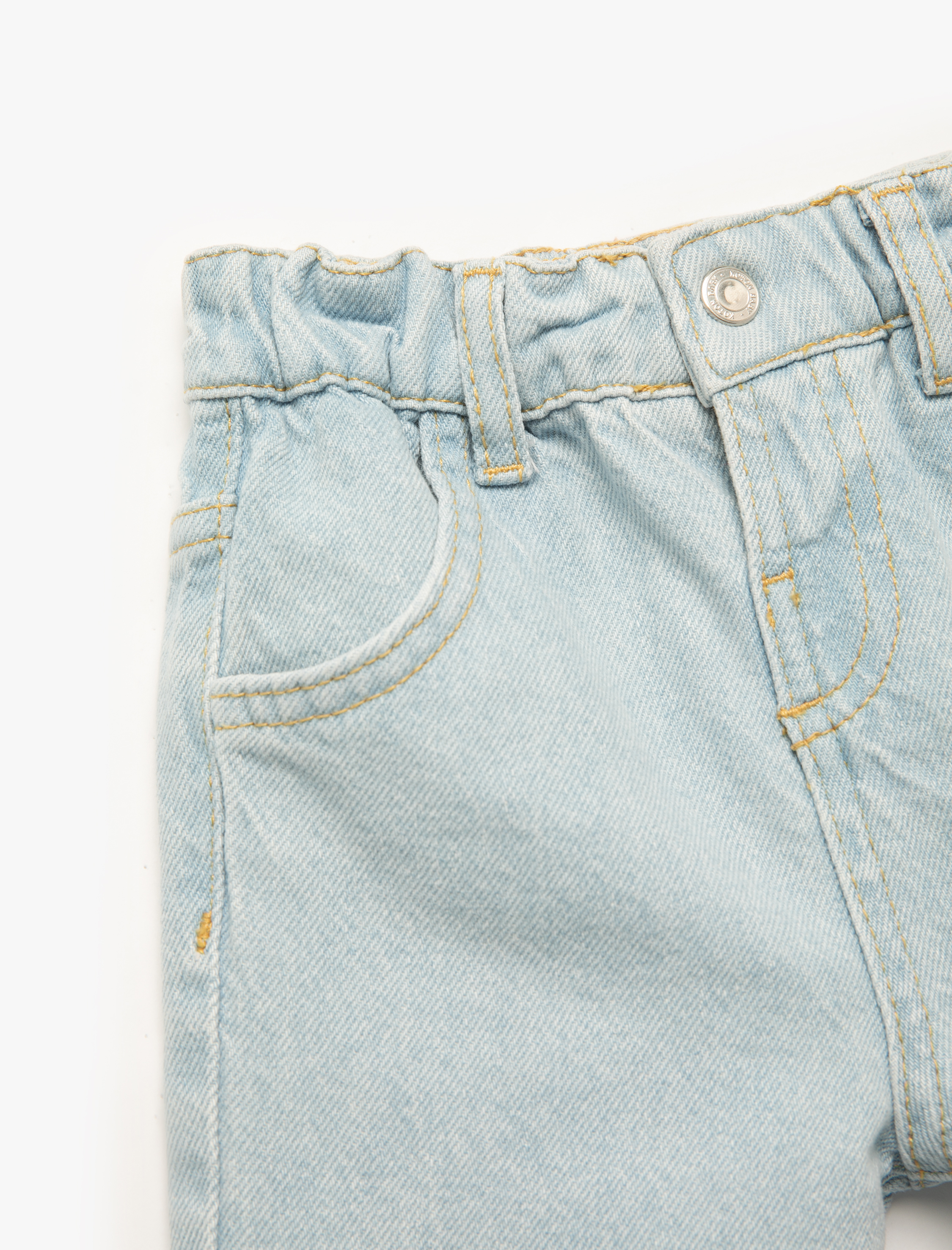  Erkek Bebek Beli Lastikli Düğmeli Cepli Pamuklu Denim Şort