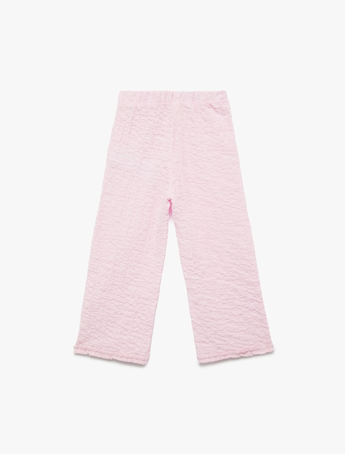Kız Bebek Pamuklu Yumuşak Dokulu Fırfırlı Geniş Paça Pantolon