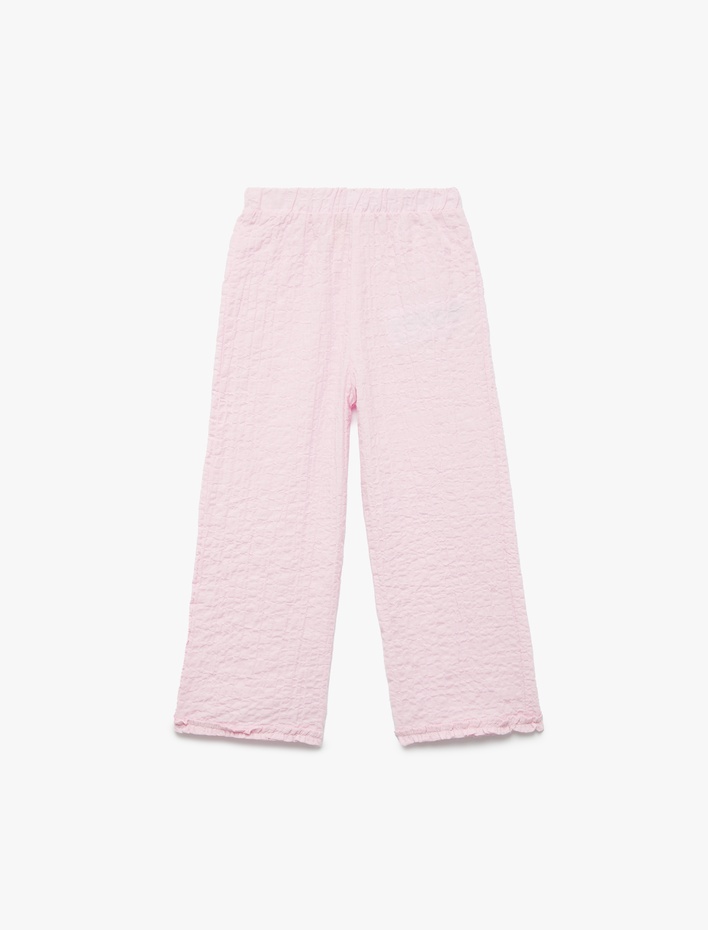 Kız Bebek Pamuklu Yumuşak Dokulu Fırfırlı Geniş Paça Pantolon
