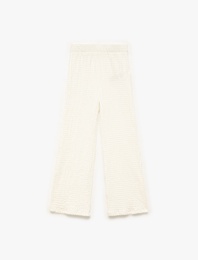 Rahat Kalıp Bürümcük Dokulu Beli Lastikli Geniş Paça Pantolon