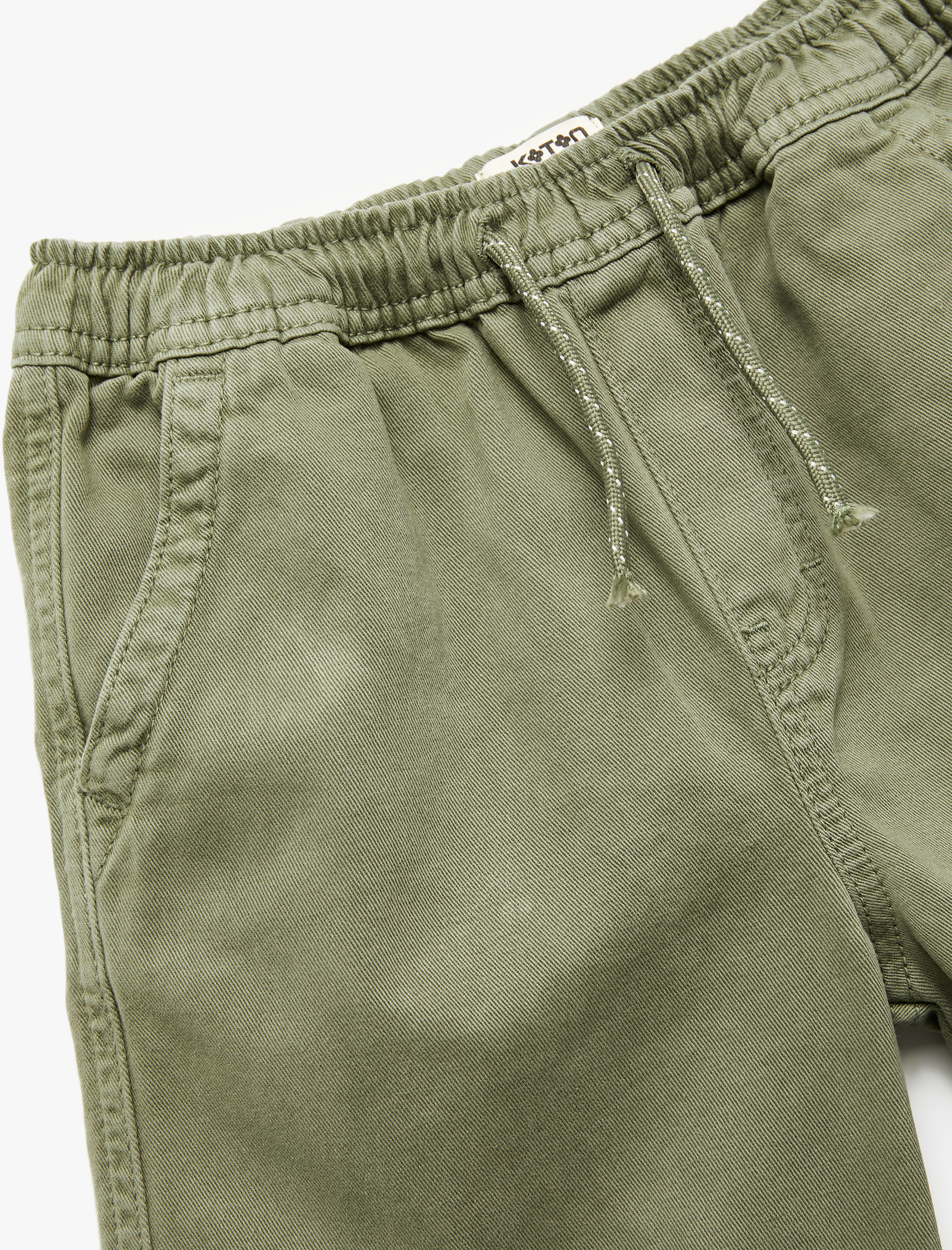  Erkek Çocuk Pamuklu Cep Detaylı Beli Lastikli Bağlamalı Chino Şort