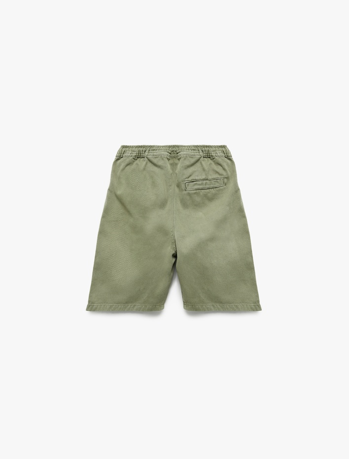 Erkek Çocuk Pamuklu Cep Detaylı Beli Lastikli Bağlamalı Chino Şort