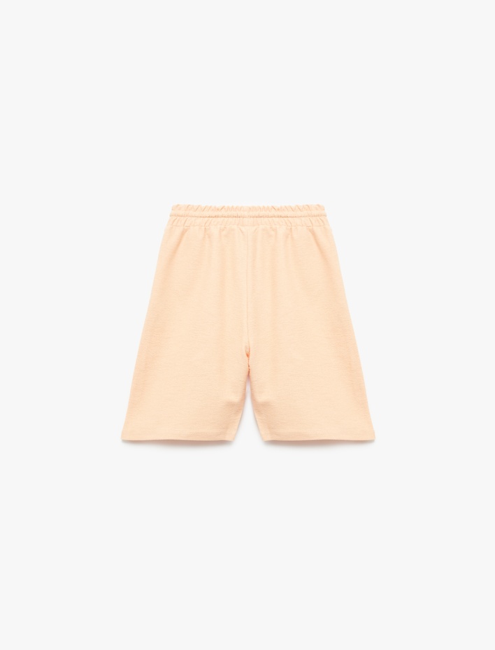 Erkek Çocuk Nervür Detaylı Pamuklu Beli Bağcıklı Cepli Bermuda Şort