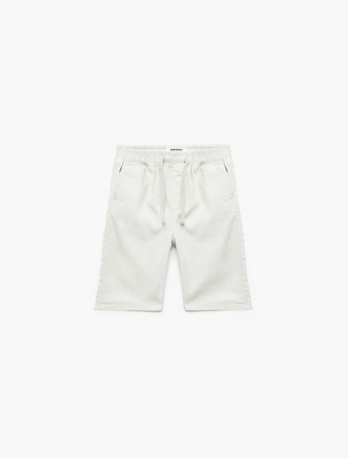 Erkek Çocuk Pamuklu Beli Bağcıklı Regular Fit Cepli Chino Şort