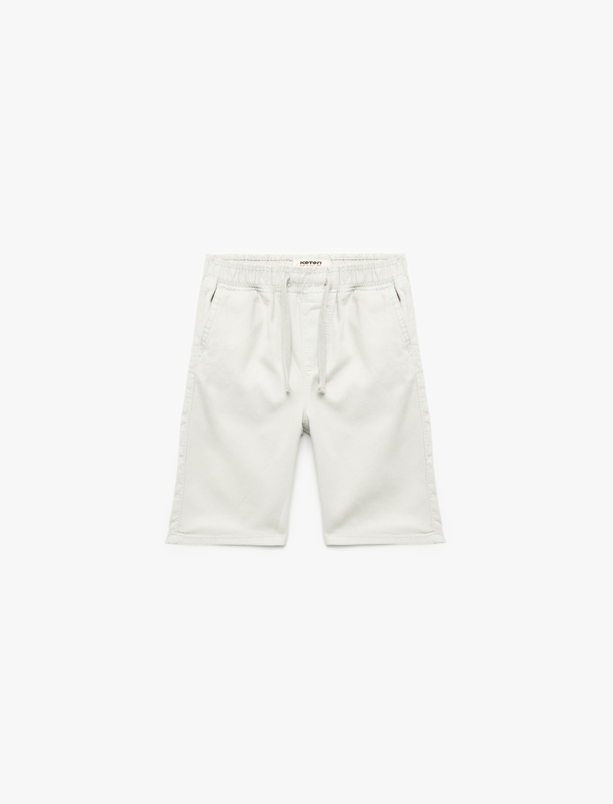  Erkek Çocuk Pamuklu Beli Bağcıklı Regular Fit Cepli Chino Şort