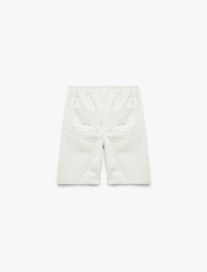 Erkek Çocuk Pamuklu Beli Bağcıklı Regular Fit Cepli Chino Şort