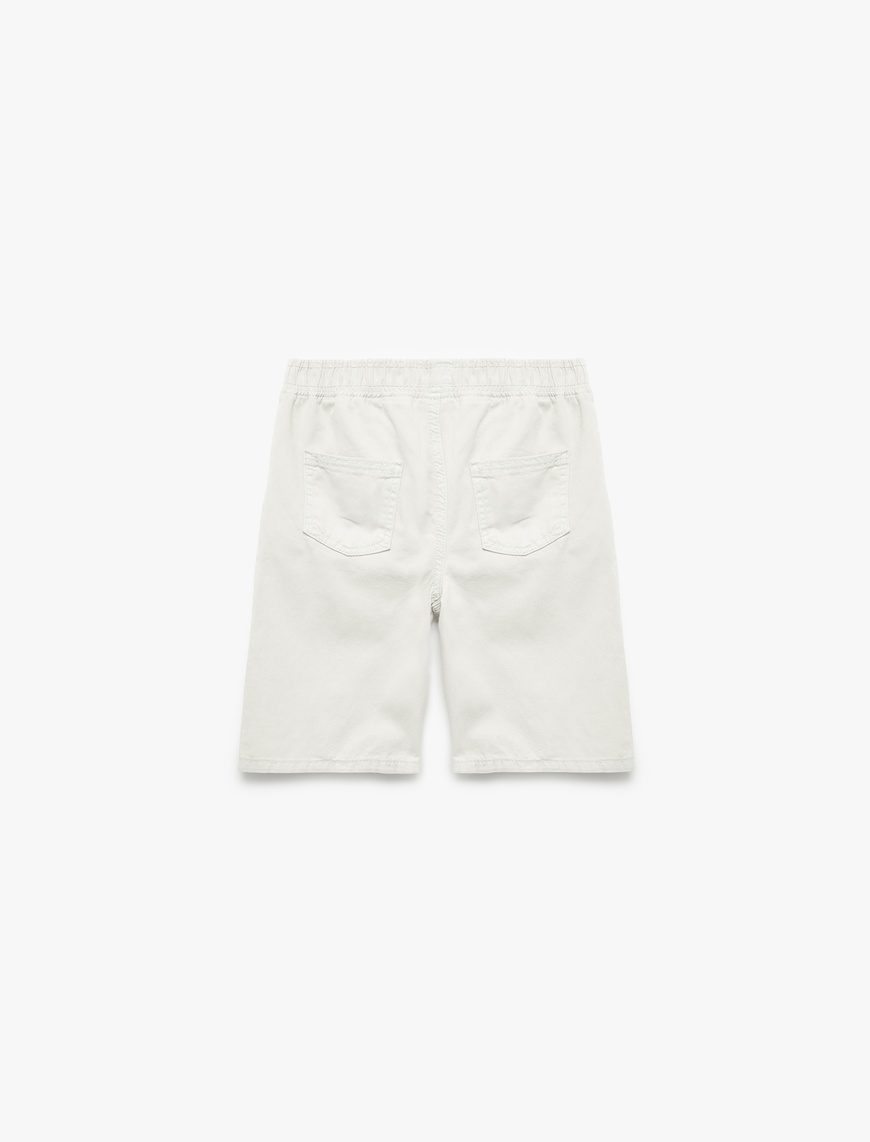  Erkek Çocuk Pamuklu Beli Bağcıklı Regular Fit Cepli Chino Şort