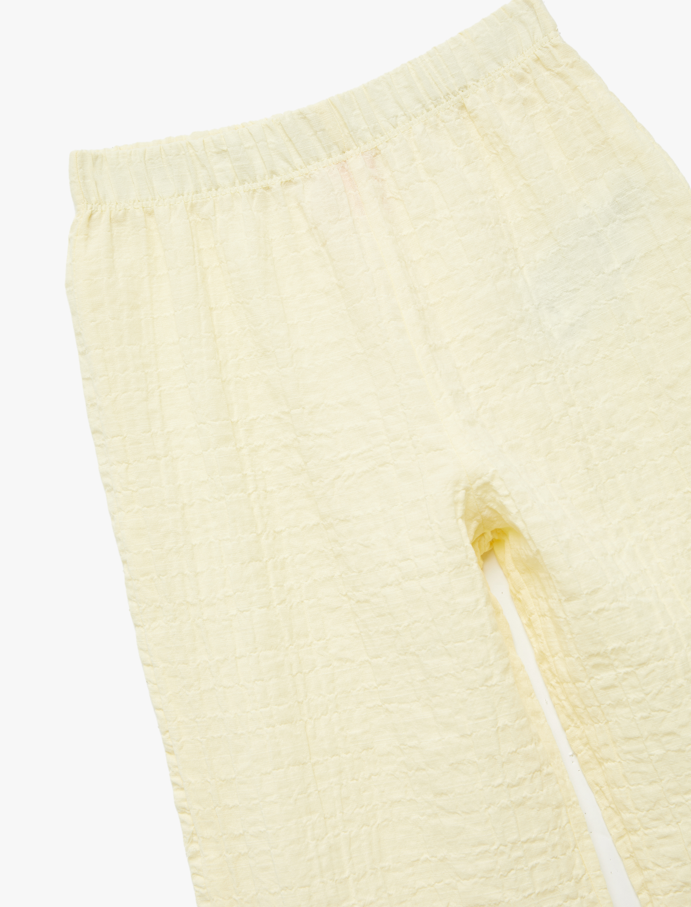  Kız Bebek Crinkle Fırfır Detaylı Beli Lastikli Geniş Paça Pantolon