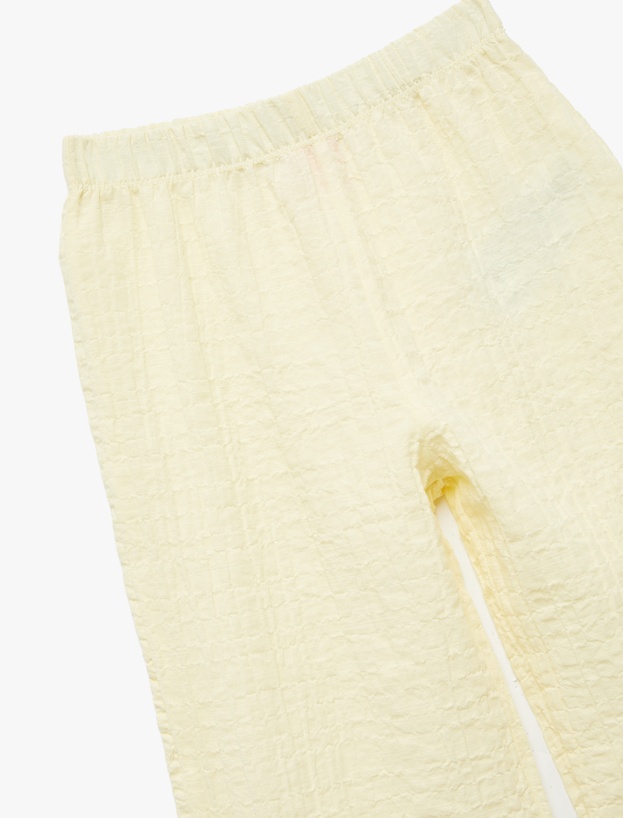 Crinkle Fırfır Detaylı Beli Lastikli Geniş Paça Pantolon_3