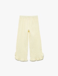 Crinkle Fırfır Detaylı Beli Lastikli Geniş Paça Pantolon