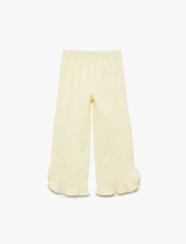 Crinkle Fırfır Detaylı Beli Lastikli Geniş Paça Pantolon_0
