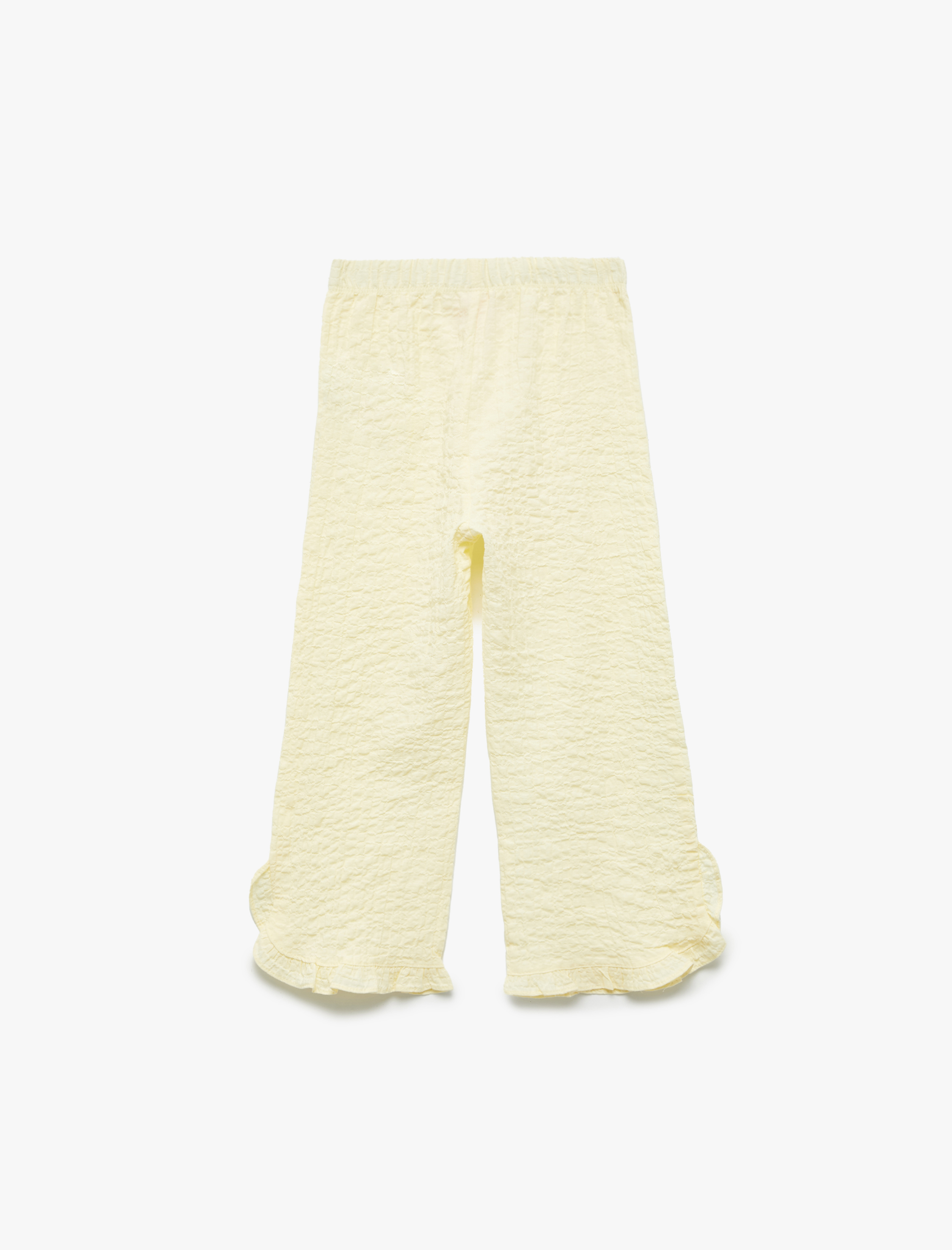  Kız Bebek Crinkle Fırfır Detaylı Beli Lastikli Geniş Paça Pantolon