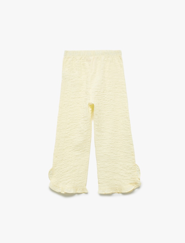 Crinkle Fırfır Detaylı Beli Lastikli Geniş Paça Pantolon_1