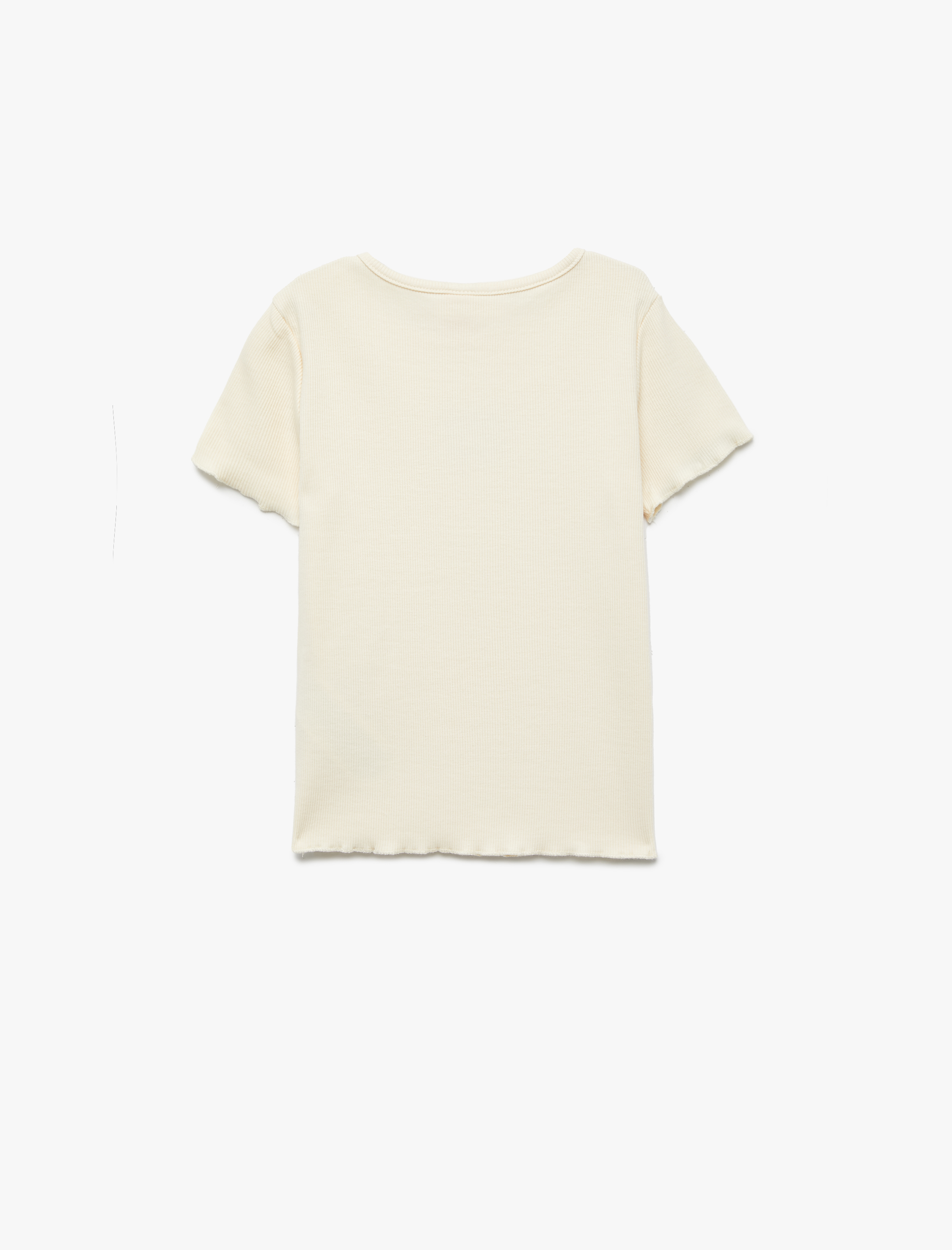 Kız Bebek Kelebek Nakışlı Pamuklu Kısa Kollu Bisiklet Yaka Tişört