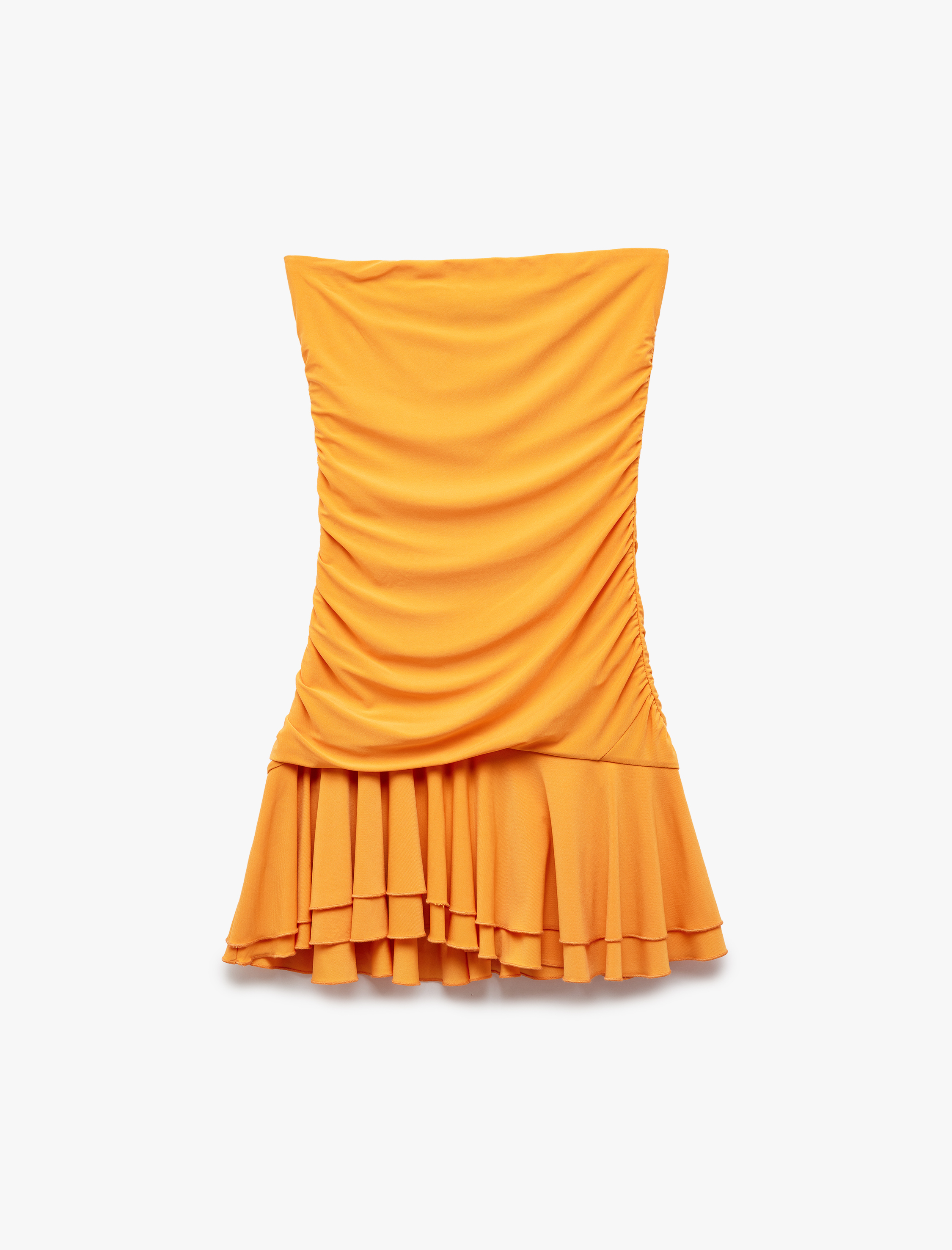   Koton X Şahika Ercümen - Drape Detaylı Fırfırlı Mini Straplez Elbise