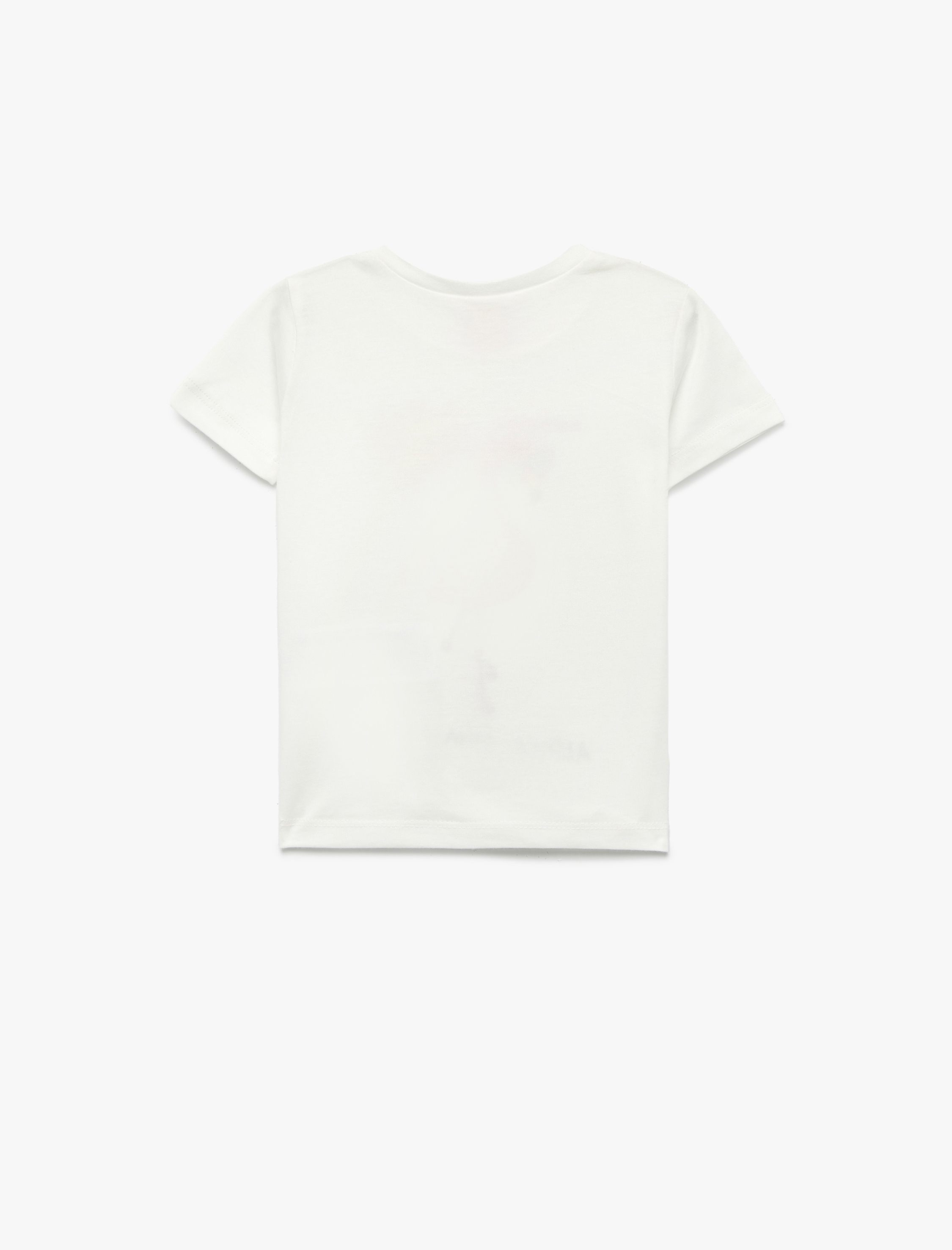  Kız Bebek Kısa Kollu Bisiklet Yaka Pamuklu Flamingo Baskılı Tişört