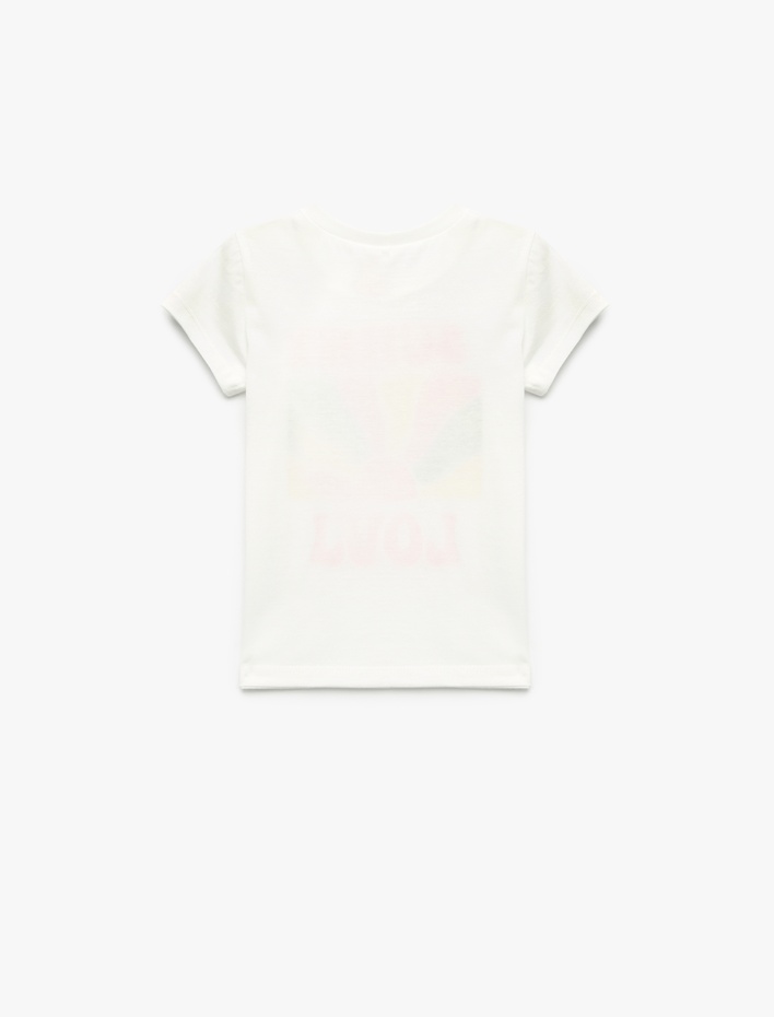 Kız Bebek Kısa Kollu Bisiklet Yaka Pamuklu Yaz Temalı Baskılı Tişört