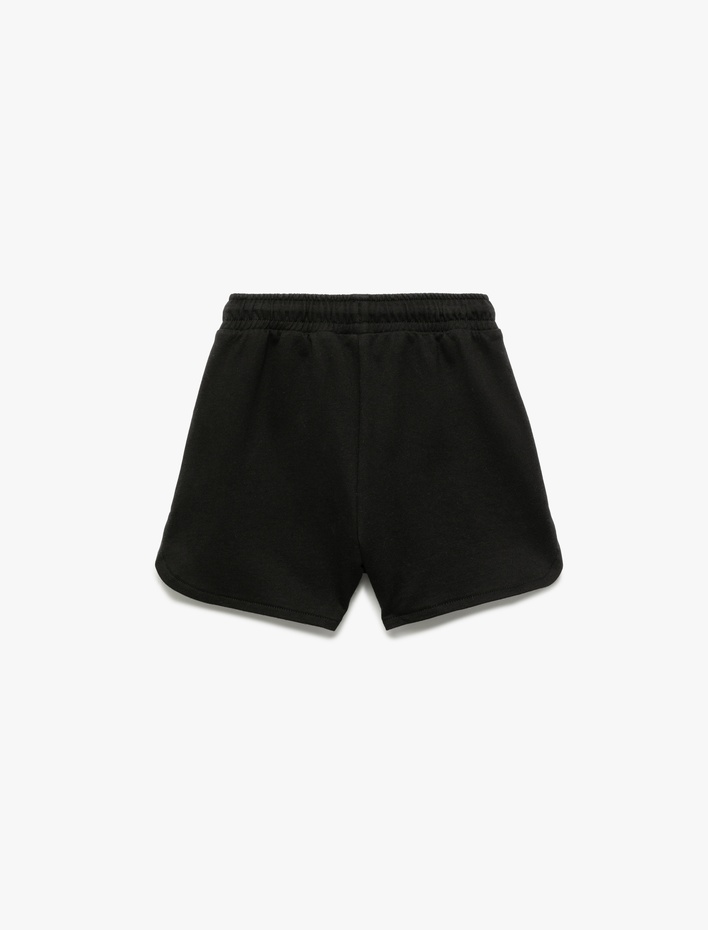 Kız Çocuk Beli Lastikli Bağlamalı Baskılı Cepli Pamuklu Mini Şort