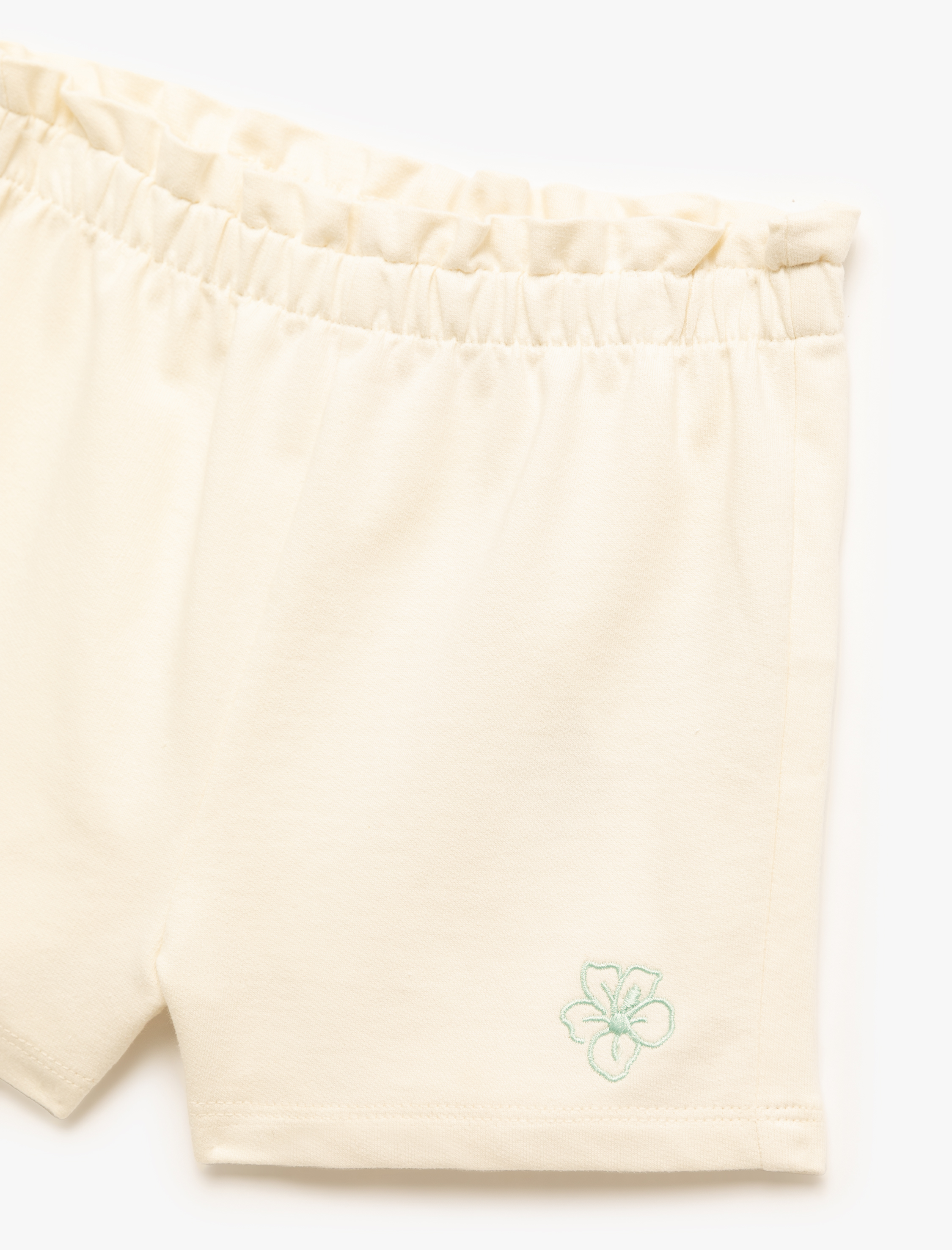  Kız Bebek Pamuklu Nakış Detaylı Beli Lastikli Mini Şort