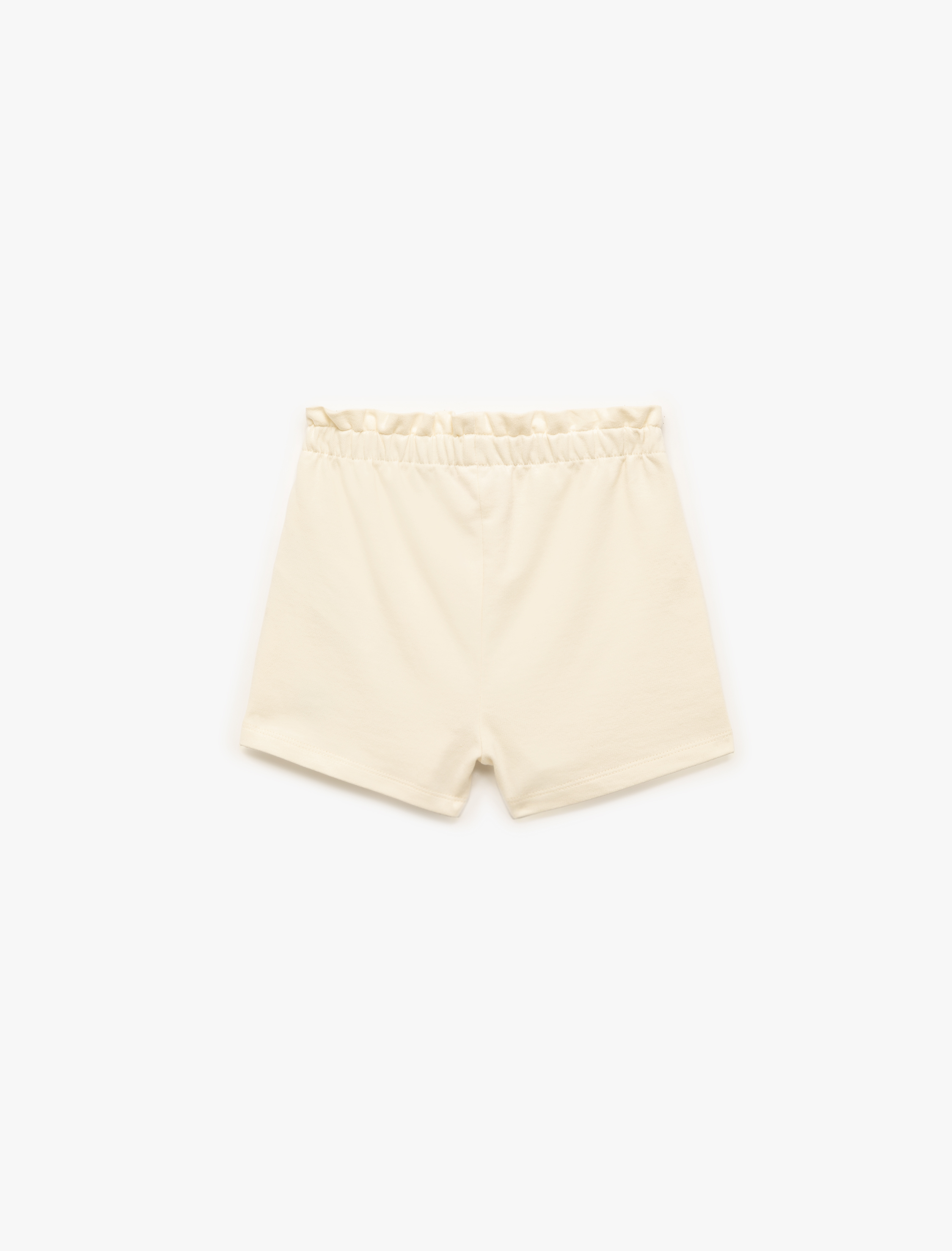 Kız Bebek Pamuklu Nakış Detaylı Beli Lastikli Mini Şort