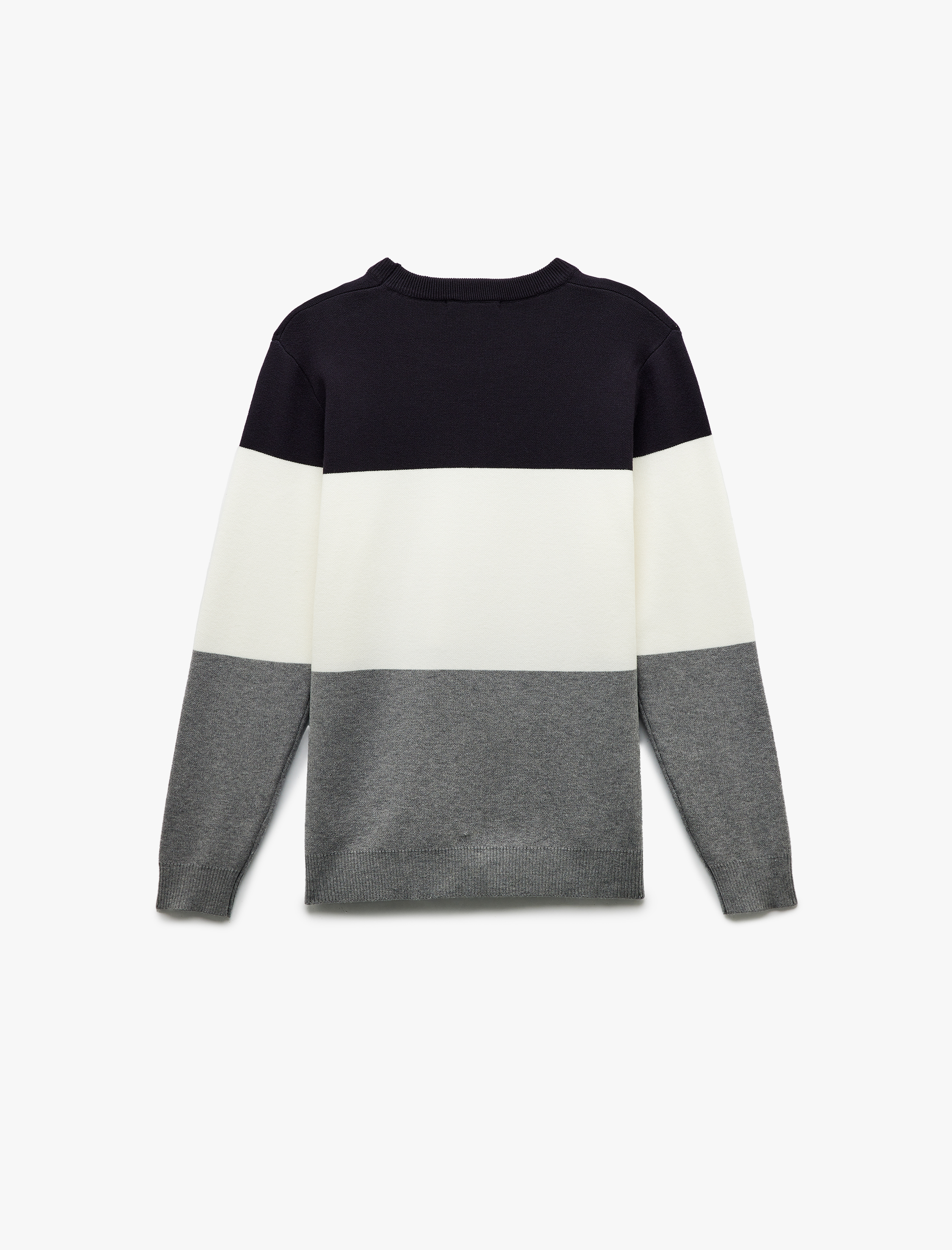   Uzun Kollu Renk Bloklu Bisiklet Yaka Triko Kazak