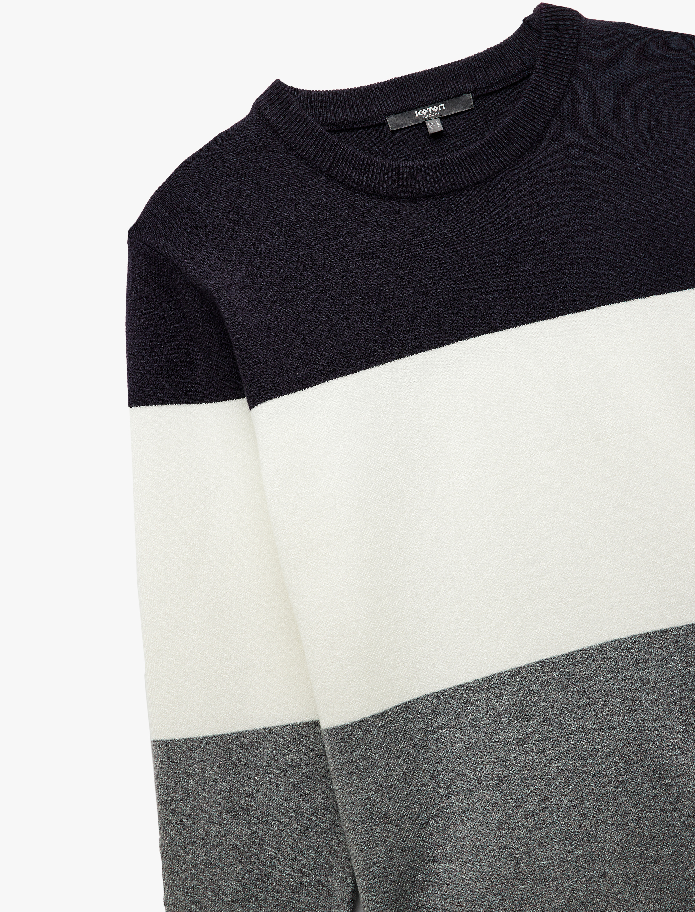   Uzun Kollu Renk Bloklu Bisiklet Yaka Triko Kazak