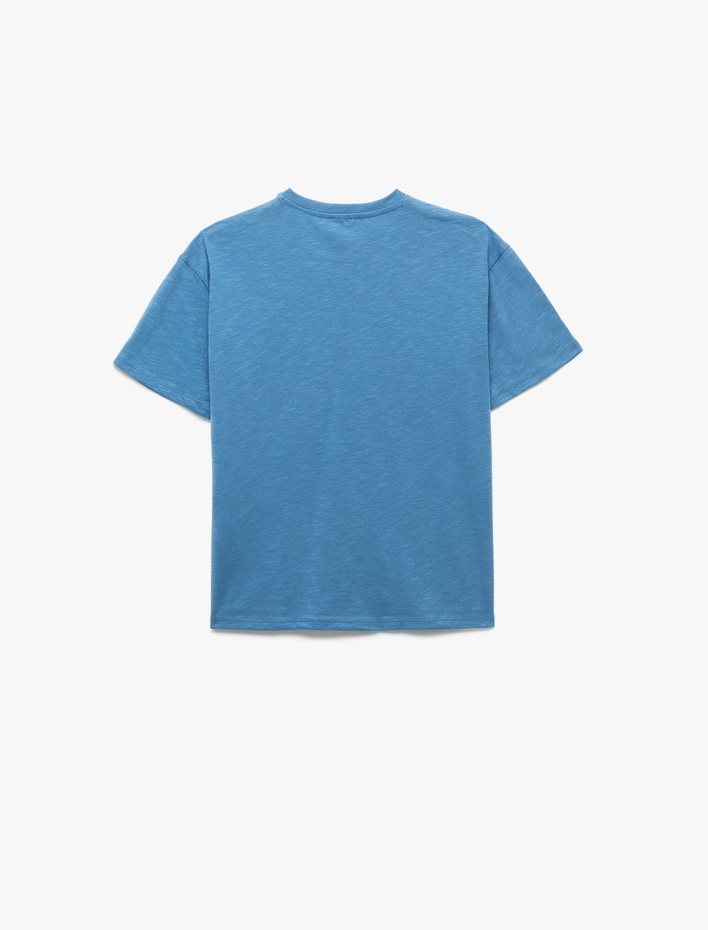 Erkek Çocuk Pamuklu Rahat Kalıp Kısa Kollu Bisiklet Yaka Baskılı Tişört